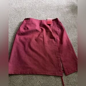 Red denim-like skirt made in Canada 🇨🇦